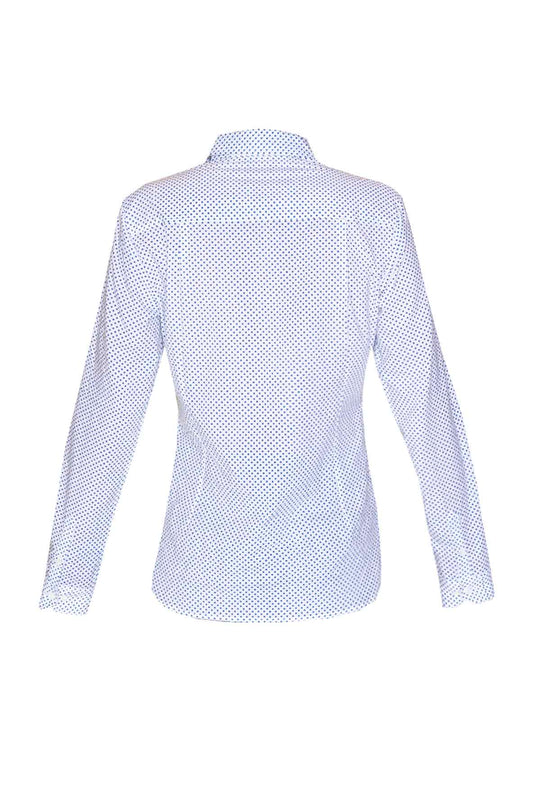 Women's Cotton Shirt - Blue Mini Polka