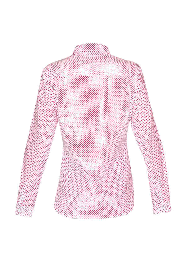 Women's Cotton Shirt - Magenta Mini Polka