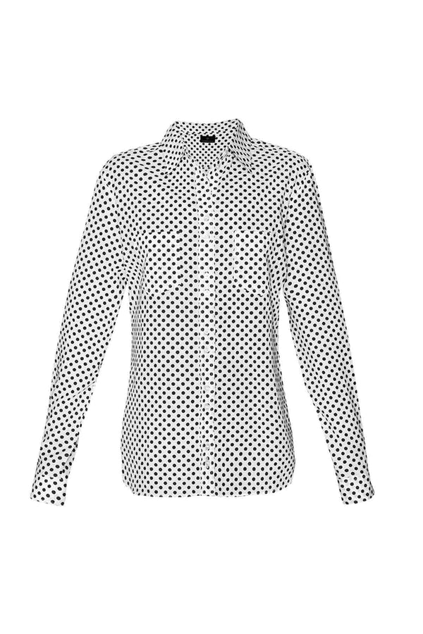Women's Cotton Shirt - Black Polka Dot