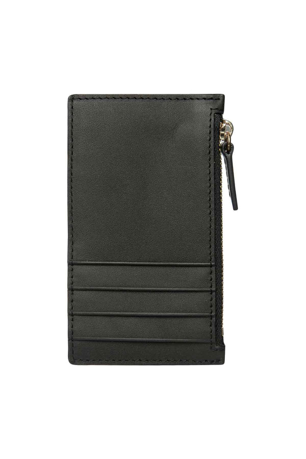 Leather Zip Card Holder - Black