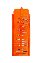 Load image into Gallery viewer, Lambskin Roll-Up Manicure Set - Orange