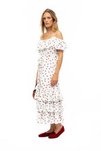 Load image into Gallery viewer, Off Shoulder Ruffle Dress - White Star