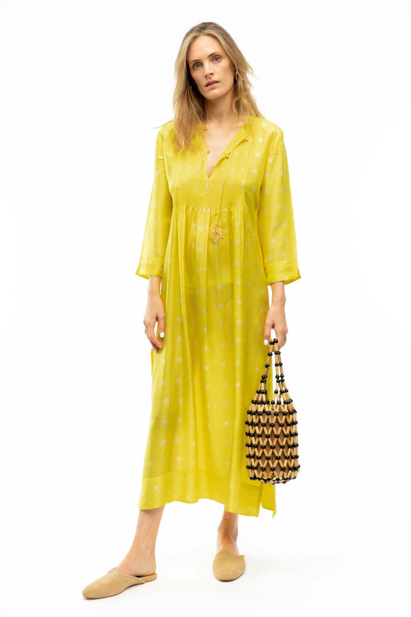 Heidi Silk Dress - Lemon