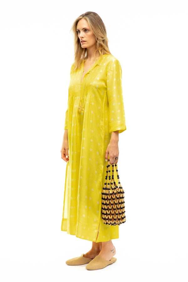 Heidi Silk Dress - Lemon