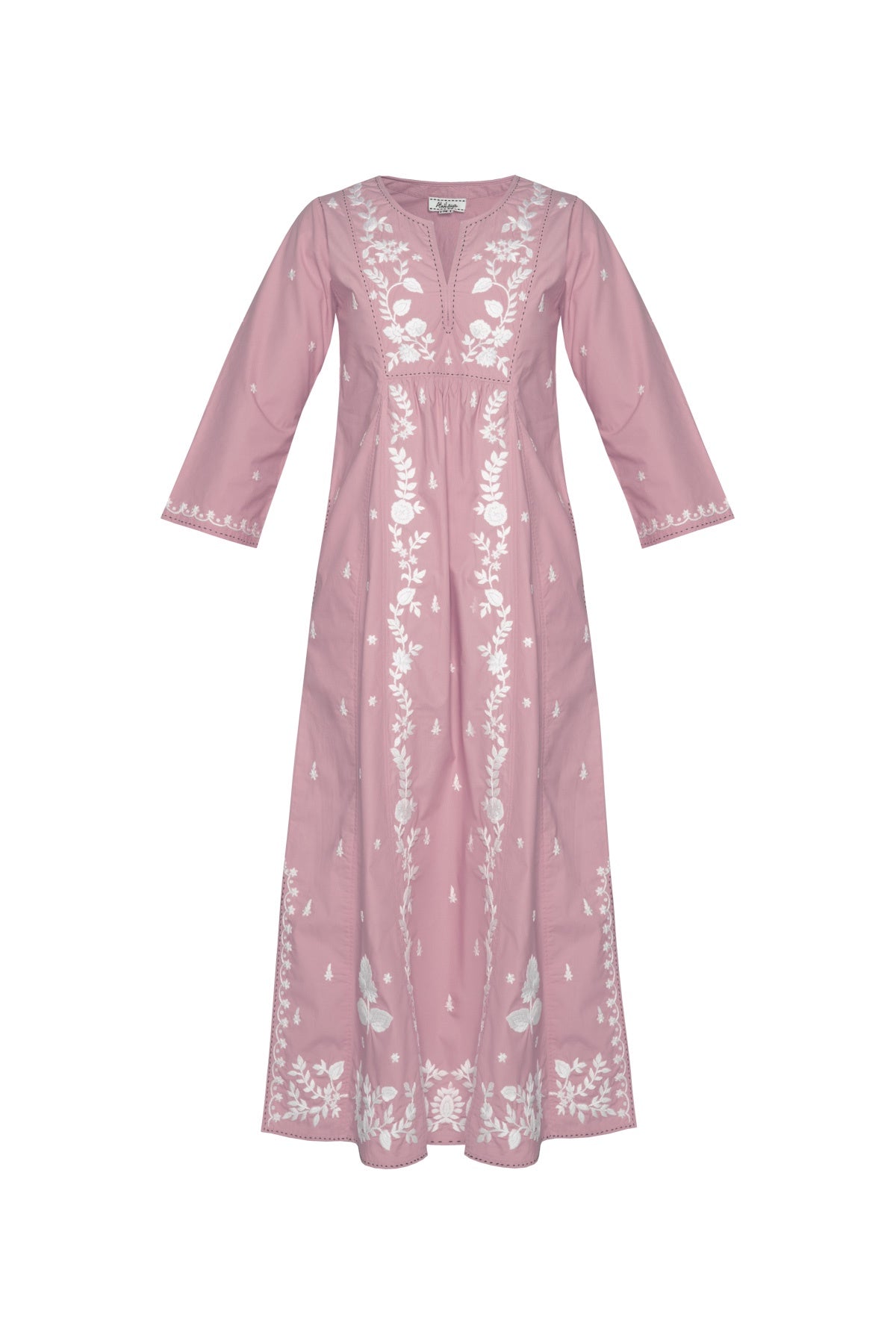 Lotus Cotton Embroidered Dress - Attar Of Roses