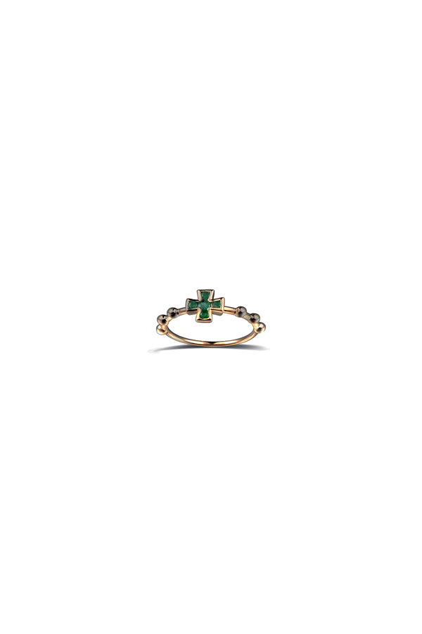 Baroque Cross Ring - Green Emerald