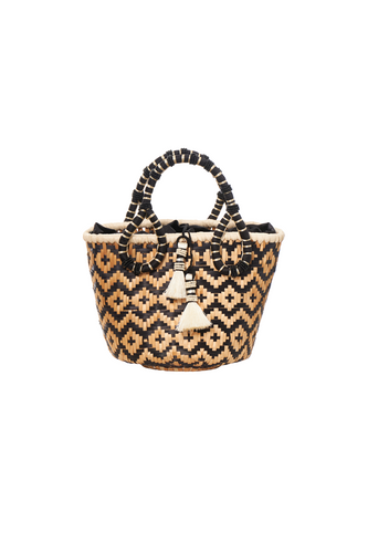 Terra Palm Bucket Bag - Black & Ecru