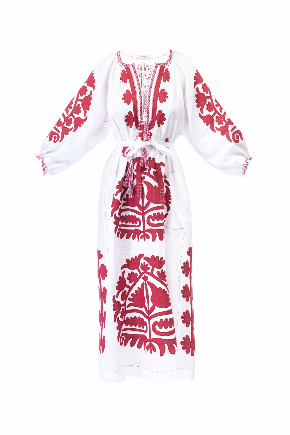 Shalimar Dress - White & Red