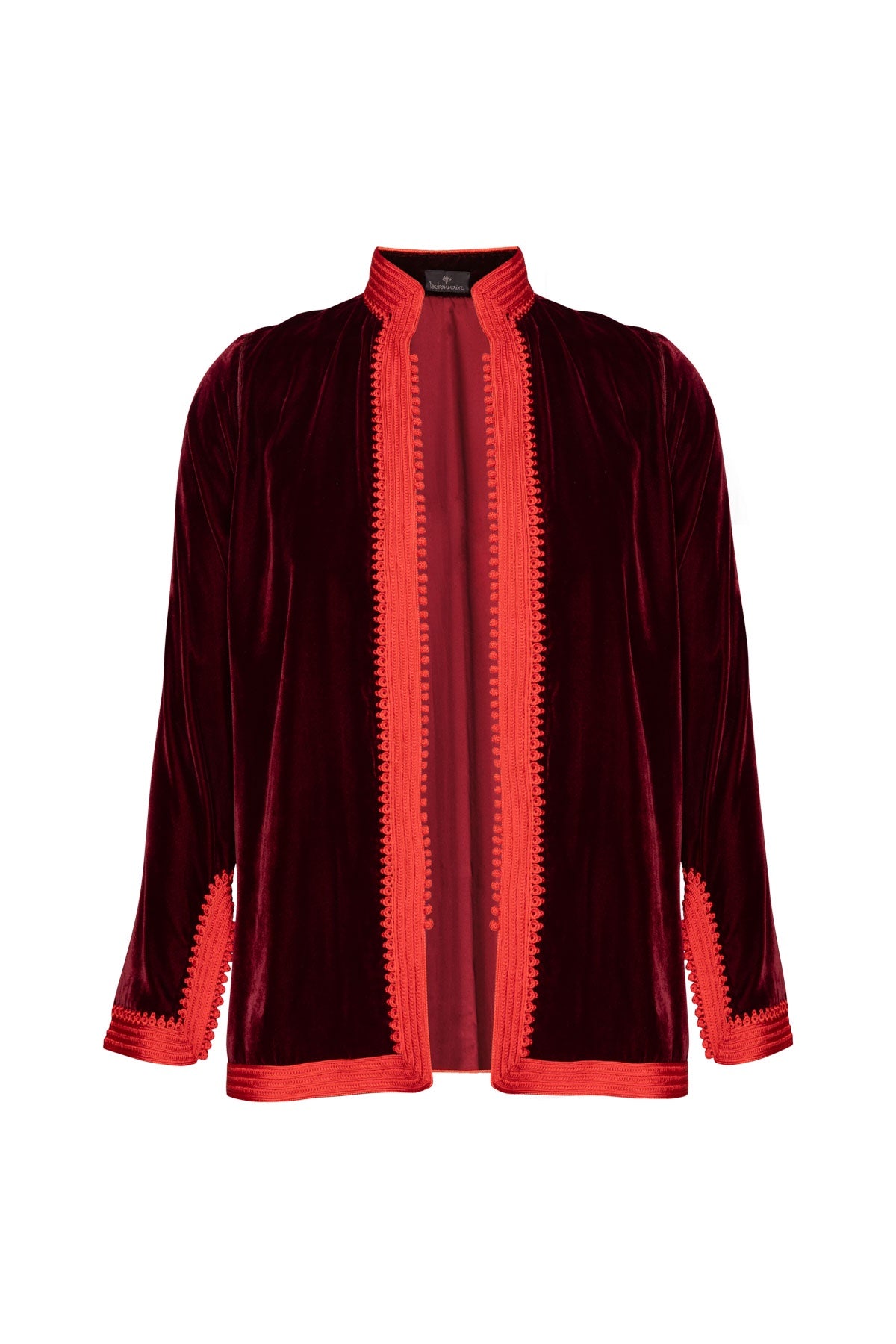 Women's Moroccan Velvet Jacket - Burgundy