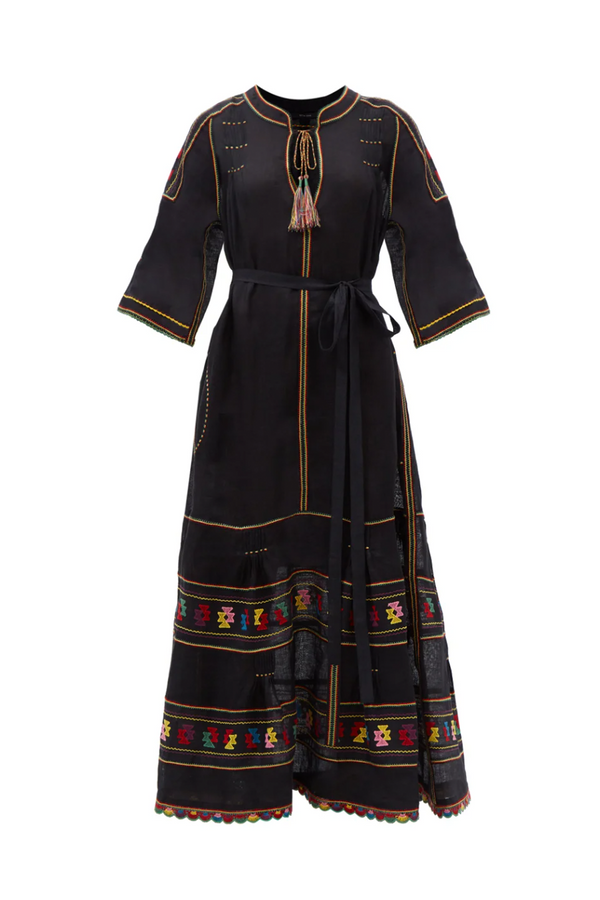 Frida Embroidered Dress - Black