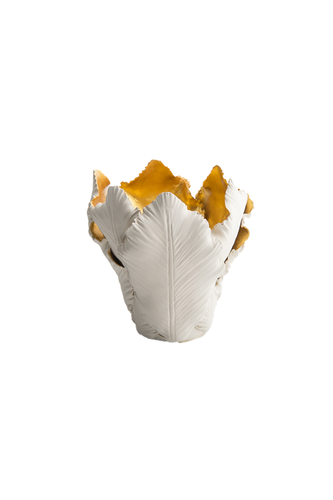 Tulipa Small Candle Holder - Cream Gold