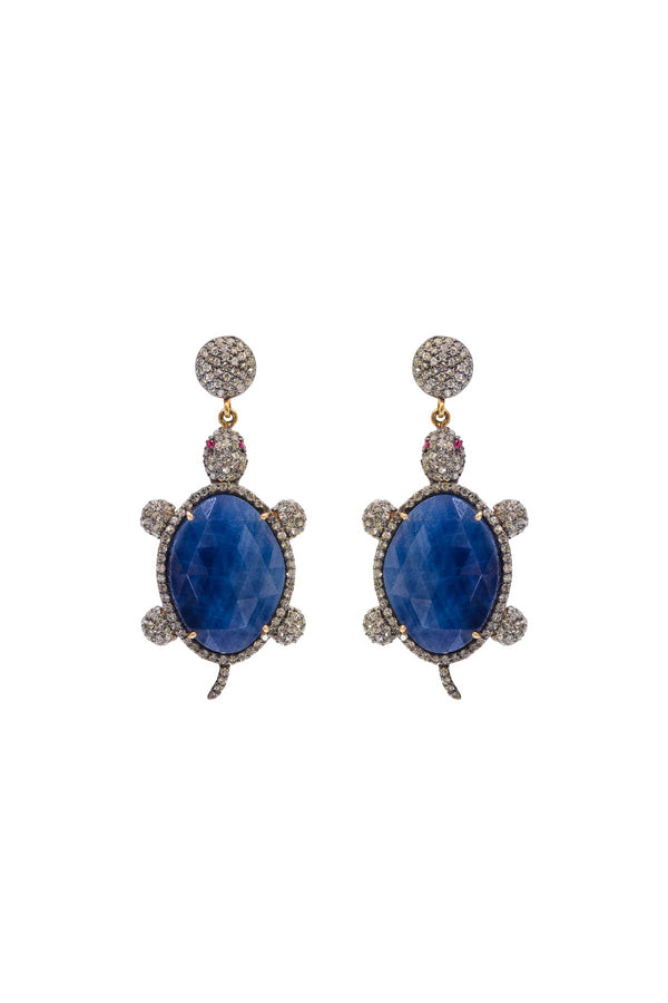 Turtle Sapphire & Diamond Earrings